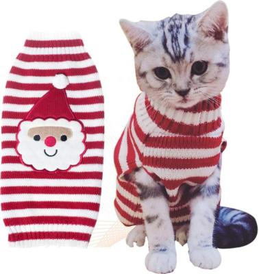 China Viable Pet Cat Winter Knitwear Warm Clothes Cat Sweater Christmas Santa Claus for sale