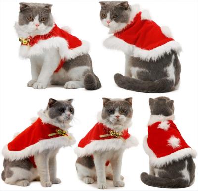 China Cat Santa Clothes Cat Christmas Viable Costume with Bells for Dogs and Kitty Sweet Gift for sale