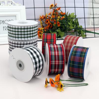 China 1-1/2 inch 40mm woven plaid / striped tape / lattice 25 yards per roll for sale