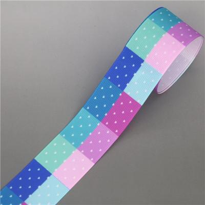 China Viable Customized Printed 100% Polyester 40mm Decoration Grosgrain Ribbon For Apparel for sale