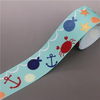 China Large Customized Viable Cheap Stock Colorful Printed 100% Polyester 40mm Grosgrain Ribbon For Hair Bow for sale