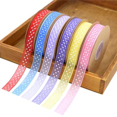 China Colorful Recyled Wholesale 75mm Fabric Foil Gold Wave Dot Grosgrain Ribbon For 75mm for sale