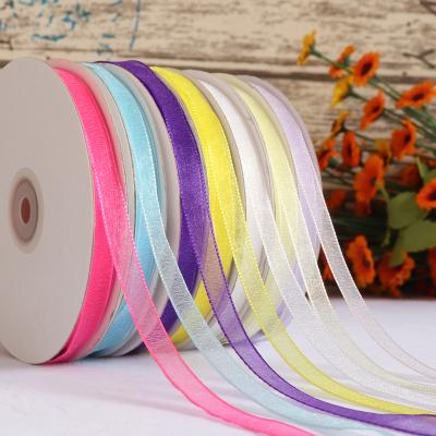 China Recyled Organza Ribbon 6mm 50yards/Roll Gift Wrapping Pure Organza Wholesale Silk Ribbon for sale