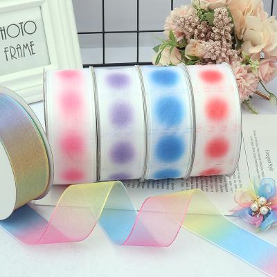 China Colorful Single and Double Face Chiffon Organza Handmade Silk Ribbon for sale