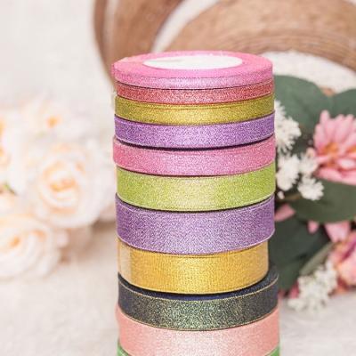 China Red Recyled Sparkle Glitter Ribbon Polyester 7/8 Mettallic Glitter Ribbon Bulk Christmas Glitter Ribbon for sale