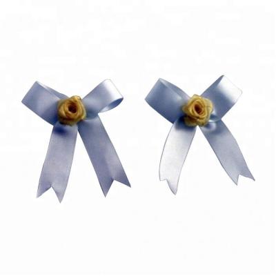 China Custom Pre-Tied Eco-Friendly Satin Ribbon Bow With Elastic Band For Gift Box for sale