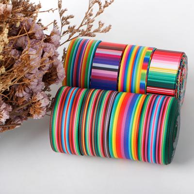 China Recyled Ribbon Silver Black Striped Cream and Red Stripe Cable Ribbon 2.5 Inch Striped Ribbon Webbing for sale