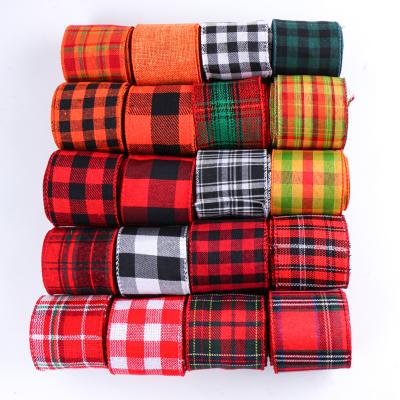 China Soft Plaid Ribbons Of Various Stripes Cheap Double Faced Celebrating Lattice Ribbon for sale