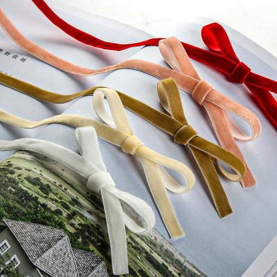 China Recyled 15mm Velvet Ribbon Face Velvet Ribbon Double Logo Printed Velvet Ribbon for sale