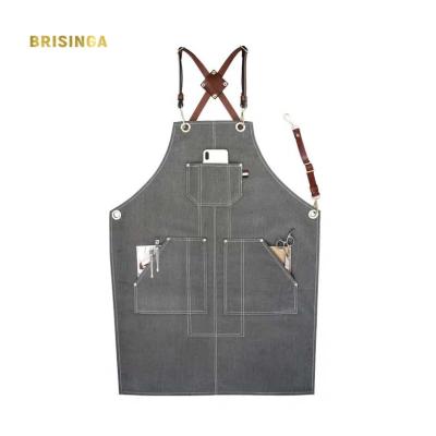 China Hot Sale Food/Beverage Restaurant Aprons With Pockets Pictures Bar Caps And Barber Aprons for sale