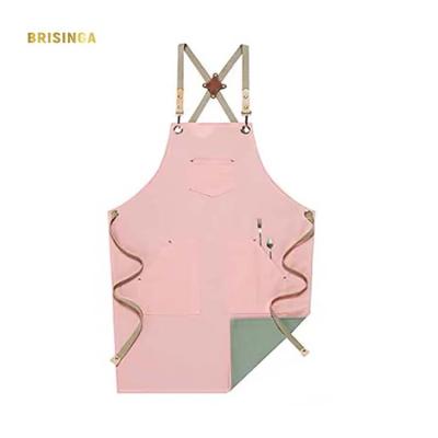 China Hot Selling Drinks/Food Double Sides Apron Pink Aprons Adults Cotton Apron Cooking Custom Logo for sale