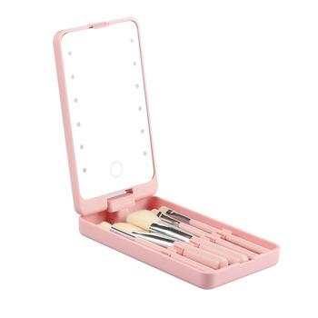 China 360-degree Rotation 10% Off Luxury Makeup Brush Set Rose Gold Custom Gillter Makeup Black White Travel Brush Set Professional Rose Case for sale