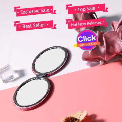 China Magnifying Factory Price Customized Custom Made 1X 2X Magnifying Mini Mirror Pocket Round PU Leather Compact Mirror Makeup Best Manufacturers for sale