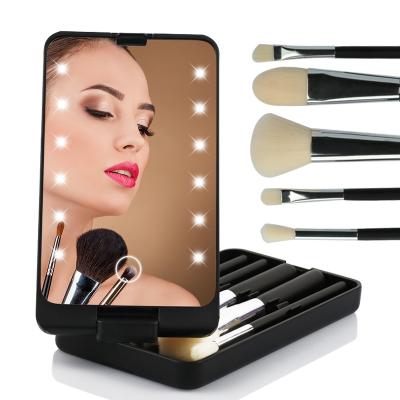 China Hot Selling 360-Degree Rotation Australia Women Vintage Led Makeup Brush Set Luxury Private Label Custom Professional Makeup Brush Set With Mirror for sale