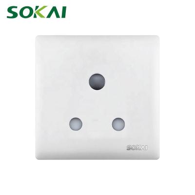 China Home or Hotel Use 3 Pin Round Pin South Africa Indian Outlet Jacks Large Button Panel White Wall Electric Light Switches and Sockets for sale