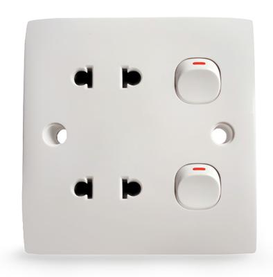 China Type 86 - 2 gang switch and double 2 pin socket lamp and socket outlet 86*86mm from China various manufacturer for sale