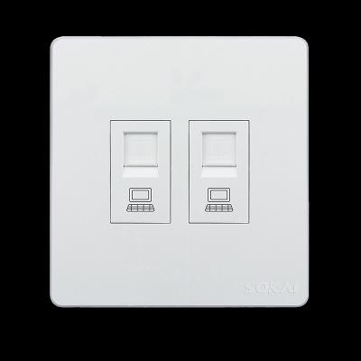 China PC & phosphor copper 2 color large button white panel wall data socket 100pcs/ctn electrical lamp switches and sockets for sale