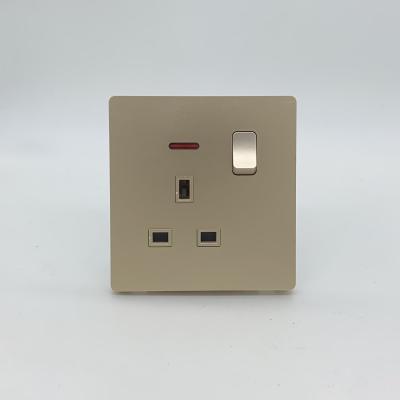 China Commercial 86 Type Gold Color Wall Switch Bangladesh Nigeria Wall Switch BS 1gang British Standard Socket for sale