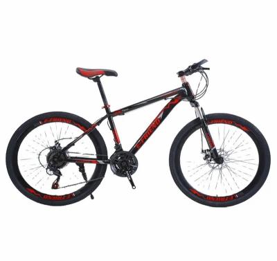 China 26 inch carbon steel frame high rise mountain bike with double disc brake for men for sale