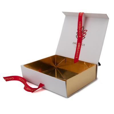 China Recycled Materials High End Folding Clothing Gift Box With Ribbon Custom Logo Luxury Wedding Dress Shirts Shoes Magnetic Packaging Box Baby Clothes for sale