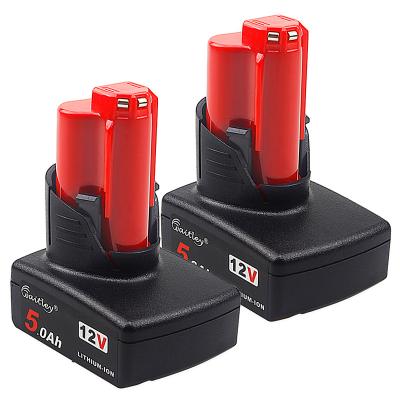 China M12 Power Tools 12V 5Ah Replacement Battery Compatible with Milwaukee M12 48-11-2411 Lithium Ion Battery 48-11-2440 48-11-2402 Tools for sale