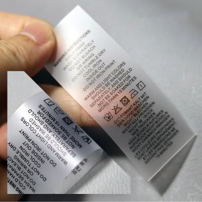 China Custom clothing washable transparent soft care logoscreen sticker printing TPU wash labels for swimwear for sale