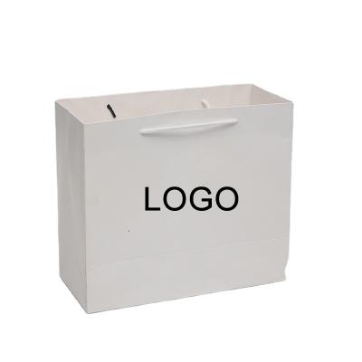 China Recyclable Fashion White Free Custom Card Women Shopping Bag 10Pcs Logo Storage Shopping Paper Bags for sale