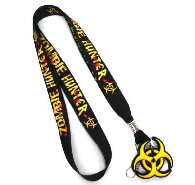 China Custom Print Heat Transfer Polyester Lanyard With PVC Rubber Hanger for sale