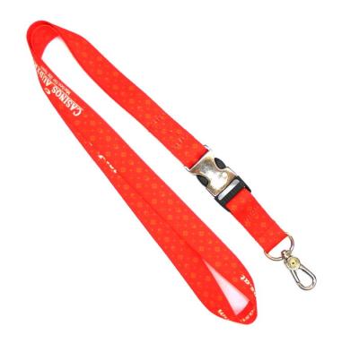 China Employee ID Card Holder Lanyard ，Polyester Red Neck Strap for sale