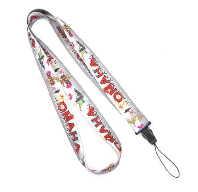 China Grey Polyester Heat Transfer Print Lanyard For Mobile Phone , USB for sale