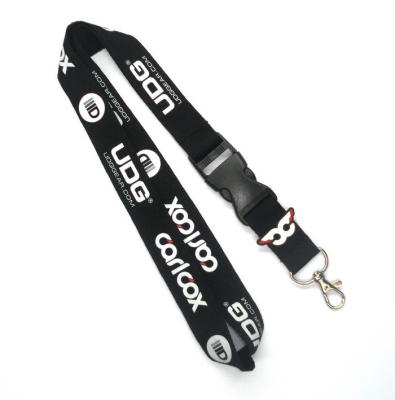 China Black Flat Polyester Lanyard With Silk Screen Logo For Camera for sale