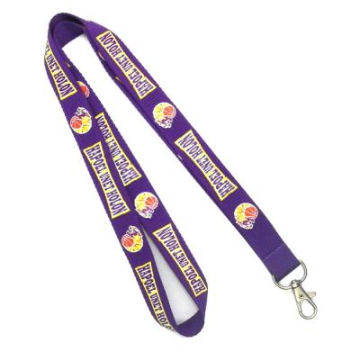 China Custom Printed Flat Polyester Lanyard ，Purple Lanyards With Metal Hook for sale