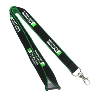 China Black Flat Polyester Breakaway Lanyard Neck Strap With Key Ring for sale