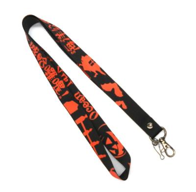 China Orange Flat Polyester Lanyard With Metal Hook And Rivet For Trade Show for sale