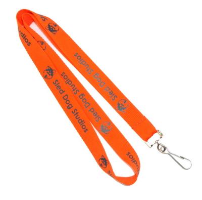 China Orange Swivel J Hook Flat Polyester Lanyard For Association , Union for sale