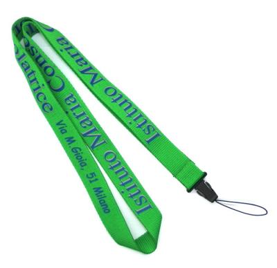 China Green Screen Printing Flat Polyester Lanyard For Mobile Phone for sale