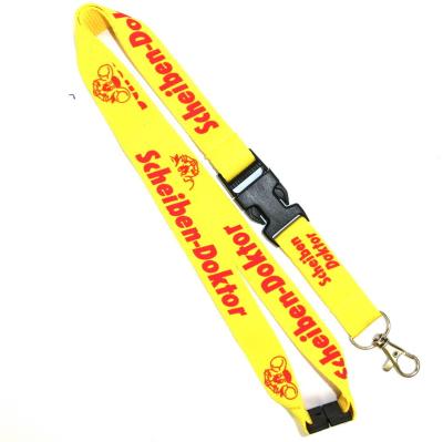 China Yellow Flat Polyester Lanyard ，Silk Screen Printing School Lanyards for sale