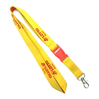 China Yellow Custom Woven Lanyard Neck Strap With Red Plastic Buckle for sale