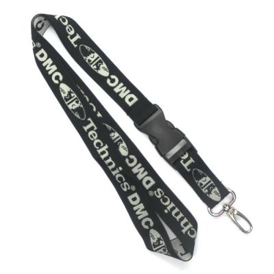 China Conference Black Custom Woven Lanyard With Egg Hook Plastic Buckle for sale