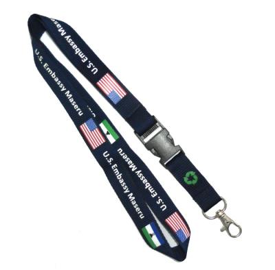 China Blue Eco Friendly PET Lanyards With USA Flag Logo For Exhibition for sale