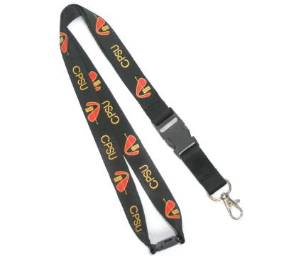 China Silk Screen Printed Black Nylon Neck Strap For Company ID Holder for sale