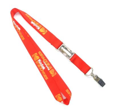 China Red Nylon ID Neck Lanyard With Metal Clip And Buckle For Visitor for sale