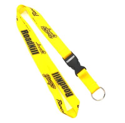 China 20mm Yellow Nylon Neck Strap With Key Ring , Silk Screen Logo for sale