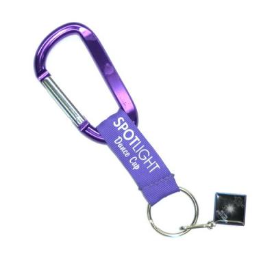 China Purpere van de de Sleutelring Korte Polyester van Metaalcarabiner het Sleutelkoord Zeer belangrijke Ketting Te koop