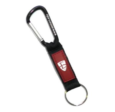 China Personalized 60mm Carabiner Key Ring Lanyard With PVC Rubber Label for sale