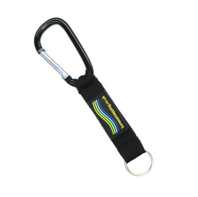 China Schwarzer Schlüsselring-Halter Metall-Carabiner, Polyester-Abzugsleine Keychain zu verkaufen