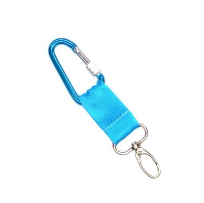 China Personalized Blue Carabiner Key Ring With Short Nolyn Lanyard For Knife for sale