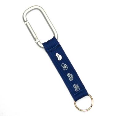 China Porta-chaves personalizada para homens, correia curto de Carabiner do poliéster azul à venda