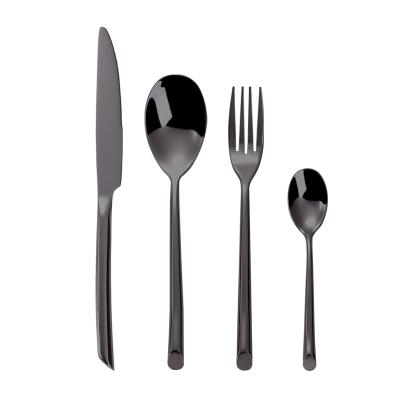 China Sustainable Sustainable Cuttlery 18/10 Stainless Steel And Gold Fork Cutlery Set Black Flatware for sale