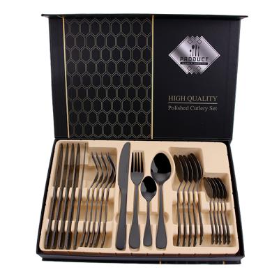 China Sustainable Sustainable Luxury Flatware Set Silverware 24PCS Luxury Set Stainless Steel Cutlery Set For Gift Weeding Party for sale